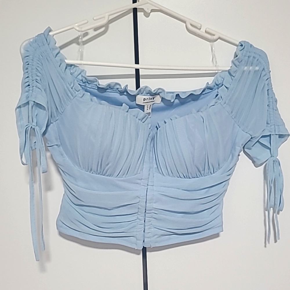 Sky Blue corset padded crop top